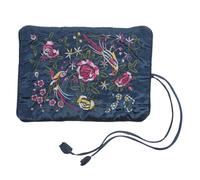 Embroidered Travel Jewelry Roll Bag Foldable Portable Cloth Organizer