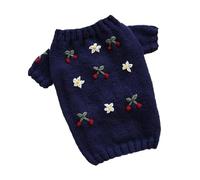 Embroidered Tulips Dog Sweater, Floral Poodle Puppy Pullover, Elegant Knit Winter Warm for Small Dogs, Pet Fashion Clothes(XS(old))