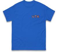 Embroidered UK Flag UTK Logo Patch T Shirt, United Kingdom Flag Badge with UTK Text Tee, Unisex Casual Workwear Top Royal