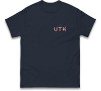 Embroidered UK Flag UTK Logo Patch T Shirt, United Kingdom Flag Badge with UTK Text Tee, Unisex Casual Workwear Top Navy