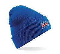Embroidered UK Flag Ve Day BC045 Original Cuffed Beanie, if This Flag Offends You I'll Help You Pack britishArmed Forces Remembrance Day Workwear Uniform Wear Unisex Hat (Royal)
