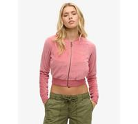Embroidered velvet zip-up sweatshirt for women Superdry Rose L