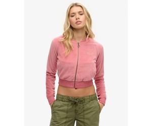 Embroidered velvet zip-up sweatshirt for women Superdry Rose M