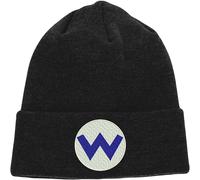 Embroidered Wario Logo Beanie Funny Video Game Character Spoof Gamers Players Joke Workwear Cap Gift Black