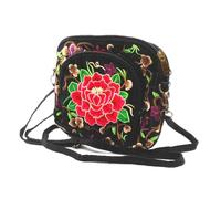 Embroidered Women Floral Handbags Embroidery Purse Vintage Hobo Tote Bag Ethnic Shoulder Bag, Embroidered Red Flower Crossbody Bag