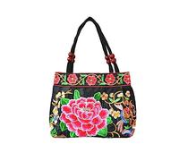 Embroidered Women Floral Handbags Embroidery Purse Vintage Hobo Tote Bag Ethnic Shoulder Bag, One Flower
