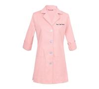 Embroidered Women's 3/4 Sleeve Lab Coat Personalized with Your Text Pale Pink