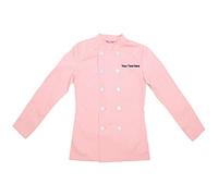 Embroidered Women's Chef Coat Chef Shirt Cook Coat Personalized with Your Text Pale Pink