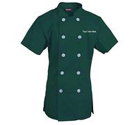 Embroidered Women's Chef Coat Short Sleeve Chef Shirt Cook Coat Personalized with Your Text Hunter Green