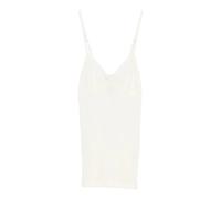 embroidered wool ribbed jersey tank top - female - Forte Forte - Sleeveless Tops - Beige - M - Tops M