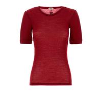 Embroidered Wool Ribbed Knit T-shirt - female - Versace - T-Shirts - Red - S - Tops S