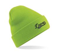 Embroidered World Book Day Beanie Cap Sneezy Sleepy Happy Doc Grumpy Dopey Bashful Unisex Gift Beanie Hat (Lime)