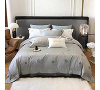 Embroidery 4Pcs Bedding Set Egyptian Cotton Soft 1Duvet Cover 1Bed Sheet 2Pillowcases (Color : A, Size : King 220X240cm 4Pcs) (A King 220X240cm 4Pcs)