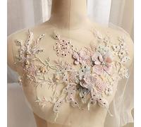 Embroidery Applique DIY Handmade Bridal Beaded Flowers Accessories for Clothes Rhinestone Wedding Dress Lace Fabric 3D Pearl-Marca Dragon 1