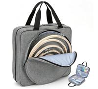 Embroidery Bag, Crochet Bag Large Knitting Project Bags Square Cross Stitch Storage Organizer Grey Craft Bags with Compartments for Punch Needle Kit and Embroidery Hoops