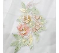 Embroidery Bead Patches,Flower Embroidered Patches,Three-Dimensional Clothing Applique,Elegant Fabric Sticker(Green)