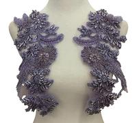 Embroidery Beadwork Wheat Patches Flower Applique for Easy Application on Various Textile Craft Costume Garment Accessory Sewing on Patches for Costume