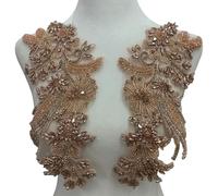 Embroidery Beadwork Wheat Patches Flower Applique for Easy Application on Various Textile Craft Costume Garment Accessory Sewing on Patches for Costume