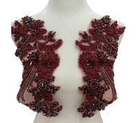 Embroidery Beadwork Wheat Patches Flower Applique for Easy Application on Various Textile Craft Costume Garment Accessory Sewing on Patches for Costume