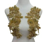 Embroidery Beadwork Wheat Patches Flower Applique for Easy Application on Various Textile Craft Costume Garment Accessory Sewing on Patches for Costume