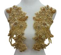 Embroidery Beadwork Wheat Patches Flower Applique for Easy Application on Various Textile Craft Costume Garment Accessory Sewing on Patches for Costume