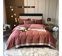 Embroidery Bed Cover Bed Linens Flat Sheet Set 4pcs Egyptian Cotton Bedding Set Bedspread Queen/King Size (Color : A, Size : King size 4pcs) (A King size 4pcs)