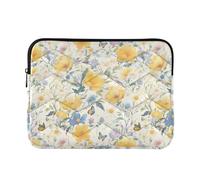 Embroidery Bee Butterfly Flowers Laptop Sleeve Case Concise Tablet Briefcase Carrying Bag 13 Inch 14 Inch Work Journey