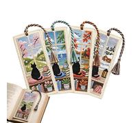 Embroidery Bookmark,Cross Stitching Four Seasons Cat Themed | Cute Embroidery Book Marks,for Teachers Bookworms Women Readers Librarians Reading Lovers Stocking Stuffer Birthday Holiday