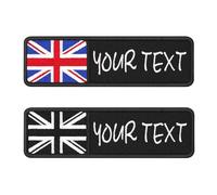 Embroidery British Flag Personalized Name Patch 2PCS, Military Name Patch Embroidery UK Flag Name Tactical Tag Embroidered Custom Name Patches for Multiple Clothing Vest Jackets Iron on/Sew (Slim)