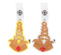 Embroidery Cartoon Nurse Badge Clip, 2Pcs Felt Cloth ID Card Holder, Yellow Brown - Durable Material, Retractable Cord, Ideal for Nurses and Women Gifts