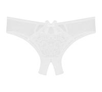 Embroidery Cheeky Ladies Panties for Women Solid Crotchless Thongs Soft Underwear Sexy Mesh Stretch Bikini Panties Lace Low Waisted Sheer Briefs Breathable Underpants Butt Lifting