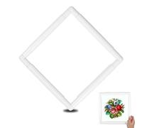 Embroidery Clip Frame Reusable Square Rectangle Plastic Clip Embroidery Hoop White Universal Cross Stitch Frame for Sewing DIY Art Craft (11x11 inches)