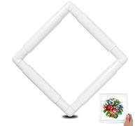 Embroidery Clip Frame Reusable Square Rectangle Plastic Clip Embroidery Hoop White Universal Cross Stitch Frame for Sewing DIY Art Craft (8x8 inches)
