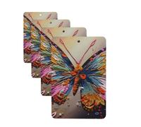 Embroidery Colorful Butterfly Car Air Fresheners Cards 4 Pcs Hanging Fragrance Scented Cards Long-Lasting Car Aromatherapy Tablets for Wardrobe Bathroom Car Interior Mirror Pendant Gifts