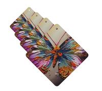 Embroidery Colorful Butterfly Car Air Fresheners Cards 4 Pcs Hanging Fragrance Scented Cards Long-Lasting Car Aromatherapy Tablets for Wardrobe Bathroom Car Interior Mirror Pendant Gifts