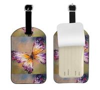 Embroidery Colorful Butterfly Luggage Tag with Full Back Privacy Name Id Card Suitcase Labels Identifiers Pu Leather Baggage Tags Luggage
