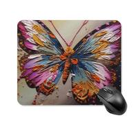 Embroidery Colorful Butterfly Mouse Pad 20 * 25cm - Non-Slip Rubber Base Mouse Mat Portable Square Desk Mat for Office, Laptop, Travel, Wireless Mice Mats - Waterproof & Durable Design