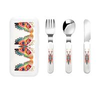 Embroidery Colorful Butterfly Print 3 Flatware Set Knife Fork Spoon