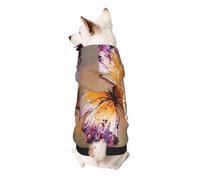 Embroidery Colorful Butterfly Print Dog Hoodie For Small Dogs, Warm, Soft, And Breathable Sweatshirt, Easy To Wear Jumper, Pet Winter Weather Coat Pullover