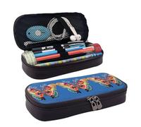 Embroidery Colorful Butterfly Print Leather Cosmetic Bag, Leather Flap Case, Spacious Coin Purse, Storage Bag, Black, One Size