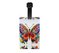 Embroidery Colorful Butterfly Print Luggage Tag â€“ Full-Back Privacy Cover Suitcase ID Label for Women & Men, PVC Travel Name ID Tag