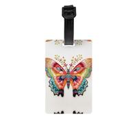 Embroidery Colorful Butterfly Print Luggage Tag â€“ Full-Back Privacy Cover Suitcase ID Label for Women & Men, PVC Travel Name ID Tag