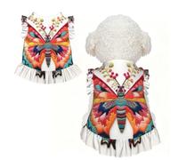 Embroidery Colorful Butterfly Print Pet Breathable Sleeveless Skirt M | Cats Puppy Chihuahua Yorkie Dachshund French Bulldog - Lightweight Tank Top Dog Shirt Soft Stretchy Vest