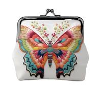 Embroidery Colorful Butterfly Print Portable Women Coin Purse Cute Mini Zipper Wallet with Kiss Lock Credit Cards, Black, One Size