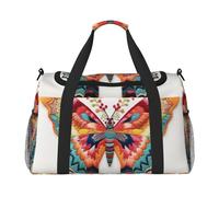 Embroidery Colorful Butterfly Print Travel Foldable Waterproof Lightweight Carry On Luggage Bag with Shoulder Strap
