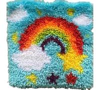 Embroidery Crafts DIY Making Latch Hook Kits for Adults-Cushion Kits and Embroidery Kits for DIY Needlework,Latch Hook Rugs Carpets Cushion Mat Making Kits(Star Rainbow)
