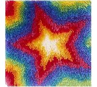 Embroidery Crafts Latch Hook Kits for Adults - DIY Needlework, Rugs & Cushion Making Kits, Multi Star Rainbow