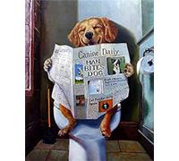 Embroidery Cross Stitch Kit Cute Dog Reading Newspaper in The Toilet - 40x50cm11CT Popular Pattern Printing Cross Stitch Kit, DIY Advanced Beginner Embroidery Kit Handmade Home Decoration