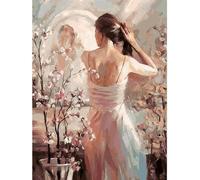 Embroidery Cross Stitch kit, Popular Pattern Printing Dress Lady, Beginner 11CT DIY Advanced Handmade Embroidery kit-Home decoration-40x50cm