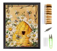 Embroidery Cross Stitch Kits for Adults Beginners, Bees & Beehives Pre Printed Embroidery Cross Stitch Kit 11CT Needlework Kit DIY Artwork for Adults Home Decor or Gifts (Bees & Beehives, 30 × 40 cm)